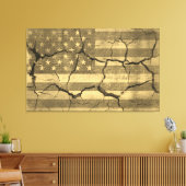 ひび割れた壁の米国国旗のヴィンテージ キャンバスプリント (インサイチュ (リビング))