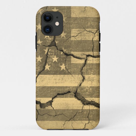 ひび割れた壁の米国国旗のヴィンテージ Case-Mate iPhoneケース (裏面)