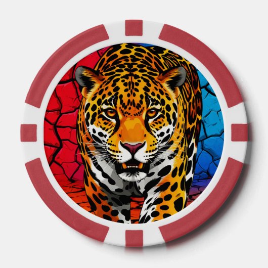 ひび割れた大地のジャガー ポーカーチップ (正面)