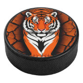 ひび割れた大地の背景にいる力強いトラ アイスホッケーパック (3/4)