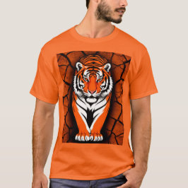 ひび割れた大地の背景にいる力強いトラ Tシャツ