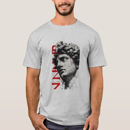 ひび割れた大理石の胸像のゴミポルカアートTシャツ Tシャツ (正面)