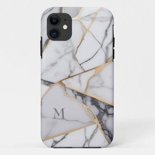 ひび割れた大理石ゴールデンアクセントMonogram Case-Mate iPhoneケース (裏面)