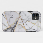 ひび割れた大理石ゴールデンアクセントMonogram Case-Mate iPhoneケース (裏面(横))