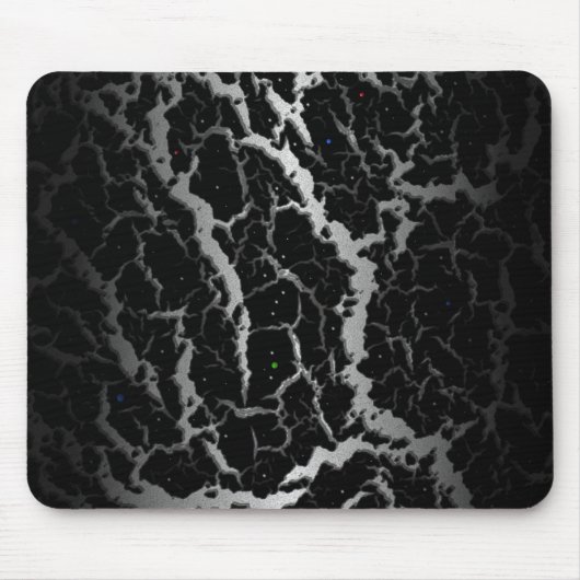 ひび割れた宇宙溶岩 – 白/黒 マウスパッド (正面)
