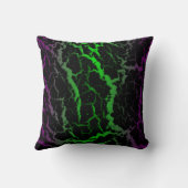 ひび割れた宇宙溶岩 – 紫/緑 クッション (裏面)