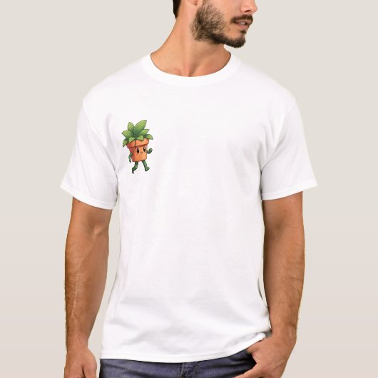 ひび割れた幸せな散歩の鉢植えのキャラクター Tシャツ (正面)