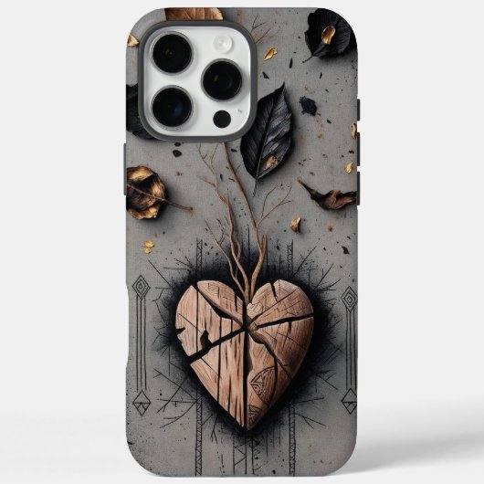 ひび割れた木製ハートダークボホiPhoneケース Case-Mate iPhoneケース (裏面)