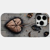 ひび割れた木製ハートダークボホiPhoneケース Case-Mate iPhoneケース (裏面 (横))