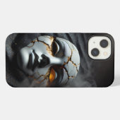 ひび割れた磁器のマスク ダーク iPhone 13 ハードケース iPhoneケース (裏面横)