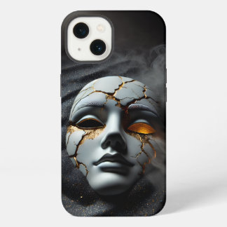 ひび割れた磁器のマスク ダーク iPhone 13 ハードケース 13ケース