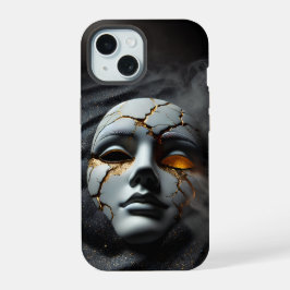 ひび割れた磁器のマスク ダーク iPhone 15 タフザケース 15ケース