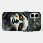 ひび割れた磁器のマスク ダークiPhone 16タフケース Case-Mate iPhoneケース (裏面 (横))