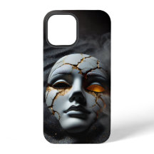 ひび割れた磁器マスク ダークラグジュアリー iPhone 12 カバー