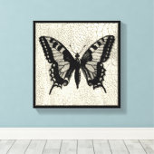 ひび割れた背景に黒と白の蝶 キャンバスプリント (インサイチュ (ウッドフロア))