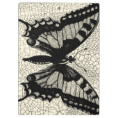 ひび割れた背景に黒と白の蝶 クリップボード (裏面)