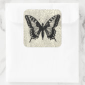 ひび割れた背景に黒と白の蝶 スクエアシール (バッグ)