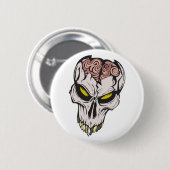 ひび割れた脳スカル 缶バッジ (正面&裏面)