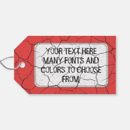 ひび割れた赤い動物の前肉印刷ギフトラベル ギフトタグ (裏面横)