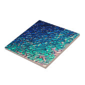 ひび割れた金属鏡ブルーとグリーン タイル (側面)