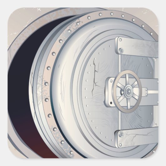 ひび割れた銀行の金庫 スクエアシール (正面)