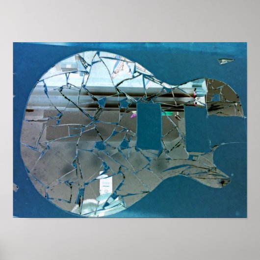 ひび割れた鏡ギターアート ポスター (正面)