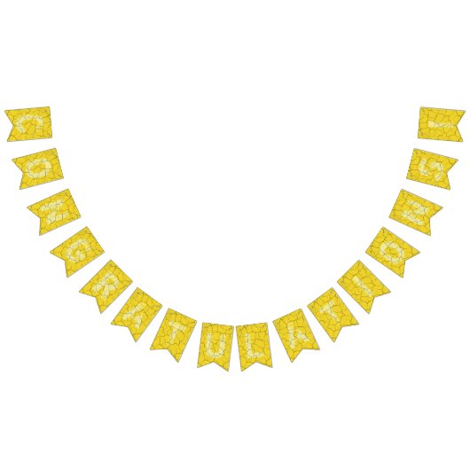 ひび割れた黄色の祝いのパーティーフラグ バンティングフラッグ (全)
