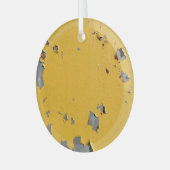 ひび割れた黄色の金属：汚れたテクスチャ。 ガラスオーナメント (正面左)