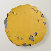 ひび割れた黄色の金属：汚れたテクスチャ。 ラウンドクッション (裏面)