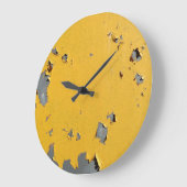 ひび割れた黄色の金属：汚れたテクスチャ。 ラージ壁時計 (傾斜)