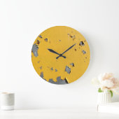 ひび割れた黄色の金属：汚れたテクスチャ。 ラージ壁時計 (ホーム)