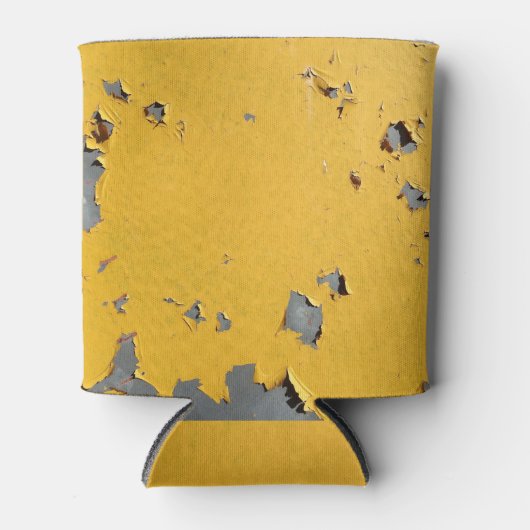 ひび割れた黄色の金属:汚れたテクスチャ。 缶クーラー (正面)