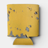 ひび割れた黄色の金属:汚れたテクスチャ。 缶クーラー (裏面)