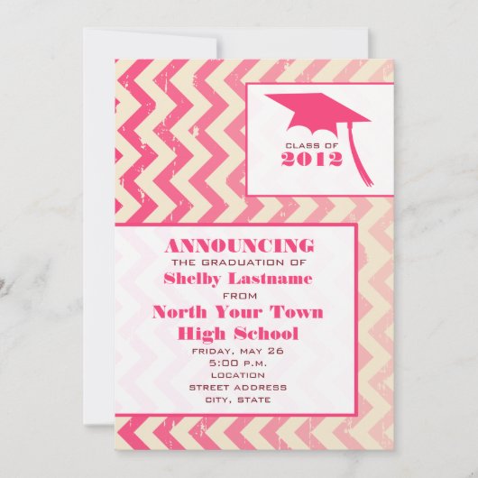 ひび割れグラデーションたジグザグ2012卒業発表 招待状 (正面)