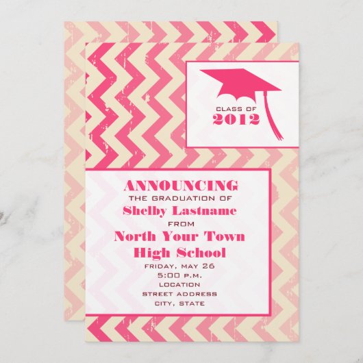 ひび割れグラデーションたジグザグ2012卒業発表 招待状 (正面/裏面)