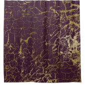 ひび割れブルガンディマルーンボルドー金ゴールドラグジュアリープラム シャワーカーテン (正面)