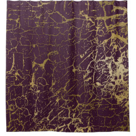 ひび割れブルガンディマルーンボルドー金ゴールドラグジュアリープラム シャワーカーテン