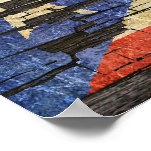 ひび割れプエルト県旗の剥離絵を描効果 ポスター (角)