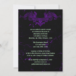 ひび割れマーブルパープルゴシック結婚式招待状 招待状