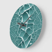 ひび割れ乾燥土-ティール（緑がかった色）緑 ラージ壁時計 (傾斜)