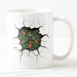 ひび割れ壁回路基板 コーヒーマグカップ