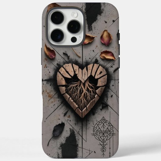 ひび割れ木製ハートダークボーホフォンケース Case-Mate iPhoneケース (裏面)
