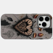 ひび割れ木製ハートダークボーホフォンケース Case-Mate iPhoneケース (裏面 (横))