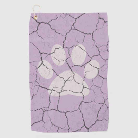 ひび割れ紫色の動物の手のプリントゴルフタオル ゴルフタオル (正面)