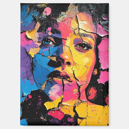 ひび割れ絵を描た壁美しいスキン深い マグネット (正面)