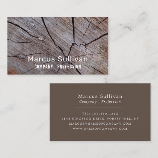 ひび割れ茶色の木工効果素朴、 名刺 (正面/裏面)