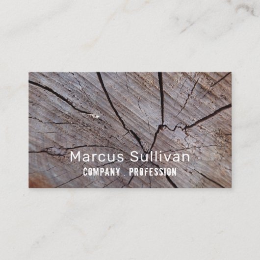 ひび割れ茶色の木工効果素朴、 名刺 (正面)