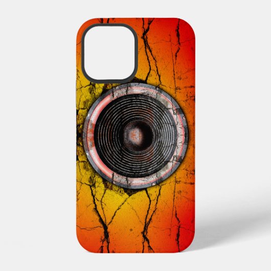 ひび割れ赤とオレンジの音楽スピーカー Case-Mate iPh iPhoneケース (裏面)