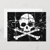ひび擦り切れた割れたスカルとクロスボーンはがき ポストカード (正面/裏面)