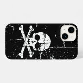 ひび擦り切れた割れたスカルとクロスボーン iPhoneケース (裏面横)